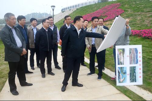 上饒市人大副主任、鄱陽縣縣委書記張禎祥蒞臨新昌南湖西河濕地公園項目